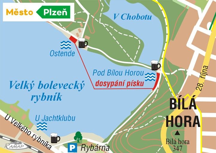 Velký bolevecký rybník - mapa 250117_Mapa_Bolevak_plaz