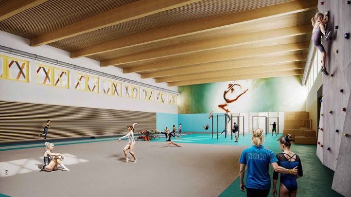 Zdroj vizualizací: Design Arch s.r.o. / Ing. arch. J. Miller 250403_Hala_Krasovska_gymnastika_vizualizace_2