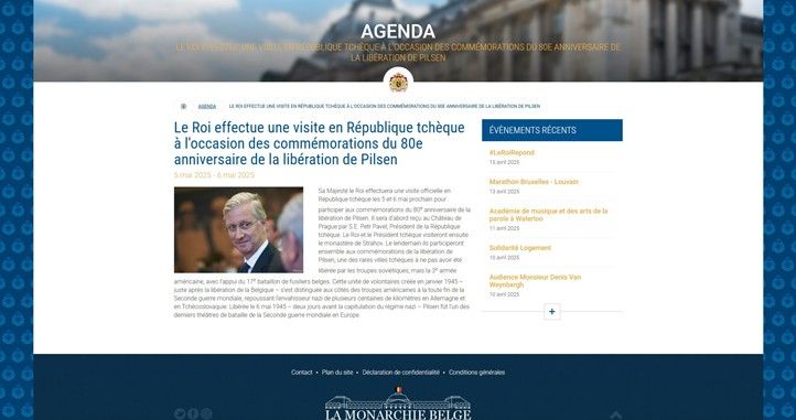Snímek webové stránky www.monarchie.be 250417_Kral_Belgie_Pilsen