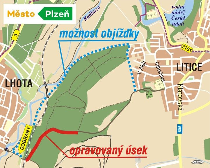 Mapa cesty na Dubové hoře 250505_Mapa_OpravenáLesníCestaDubHora
