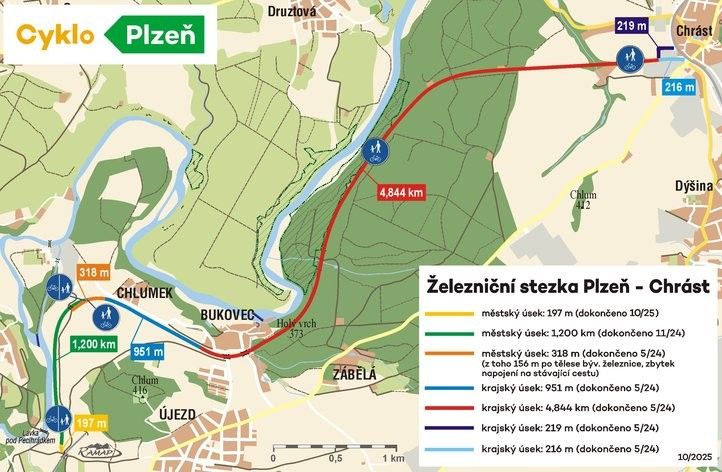 Cyklostezka z Plzně do Chrástu je dokončená. Fotografie: R. Žáková 251010_cyklostezka_chrast_mapa