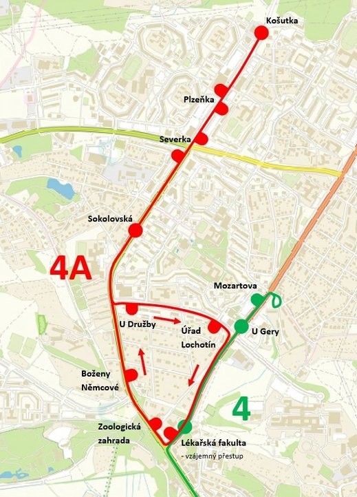 Výluková mapka. 251128_tramvajova_trat_kosutka_mapka