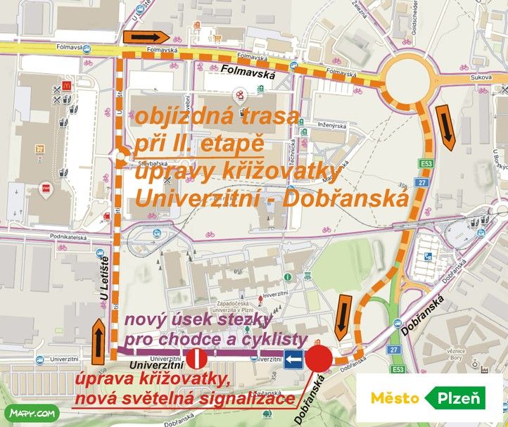Mapa objízdné trasy při II. etapě 260803_U_Dobraka_Objizdna_trasa_2_etapa